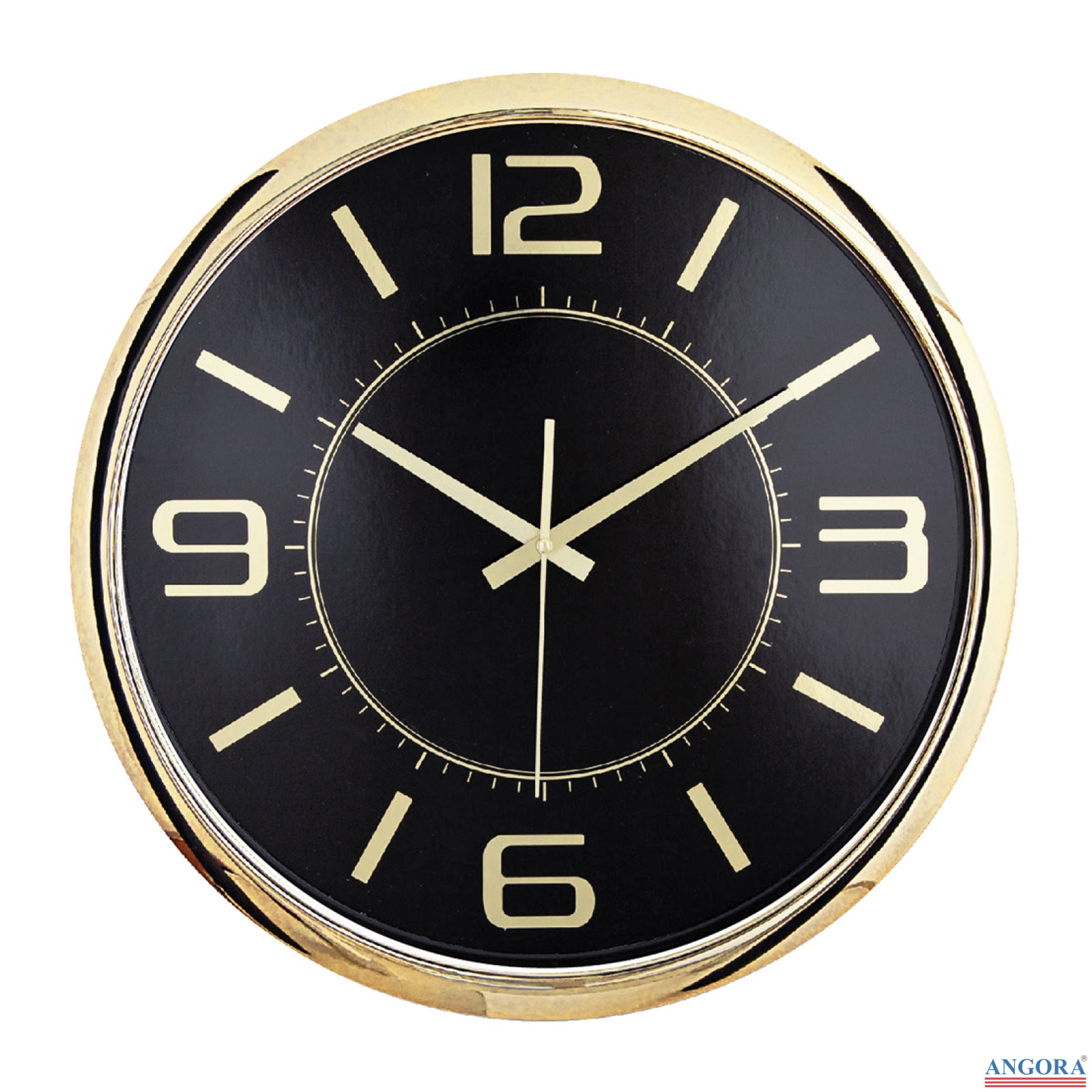 HELLEN404 SİYAH-ALTIN METALİZE ÇERÇEVE DUVAR SAATİ (420 MM)