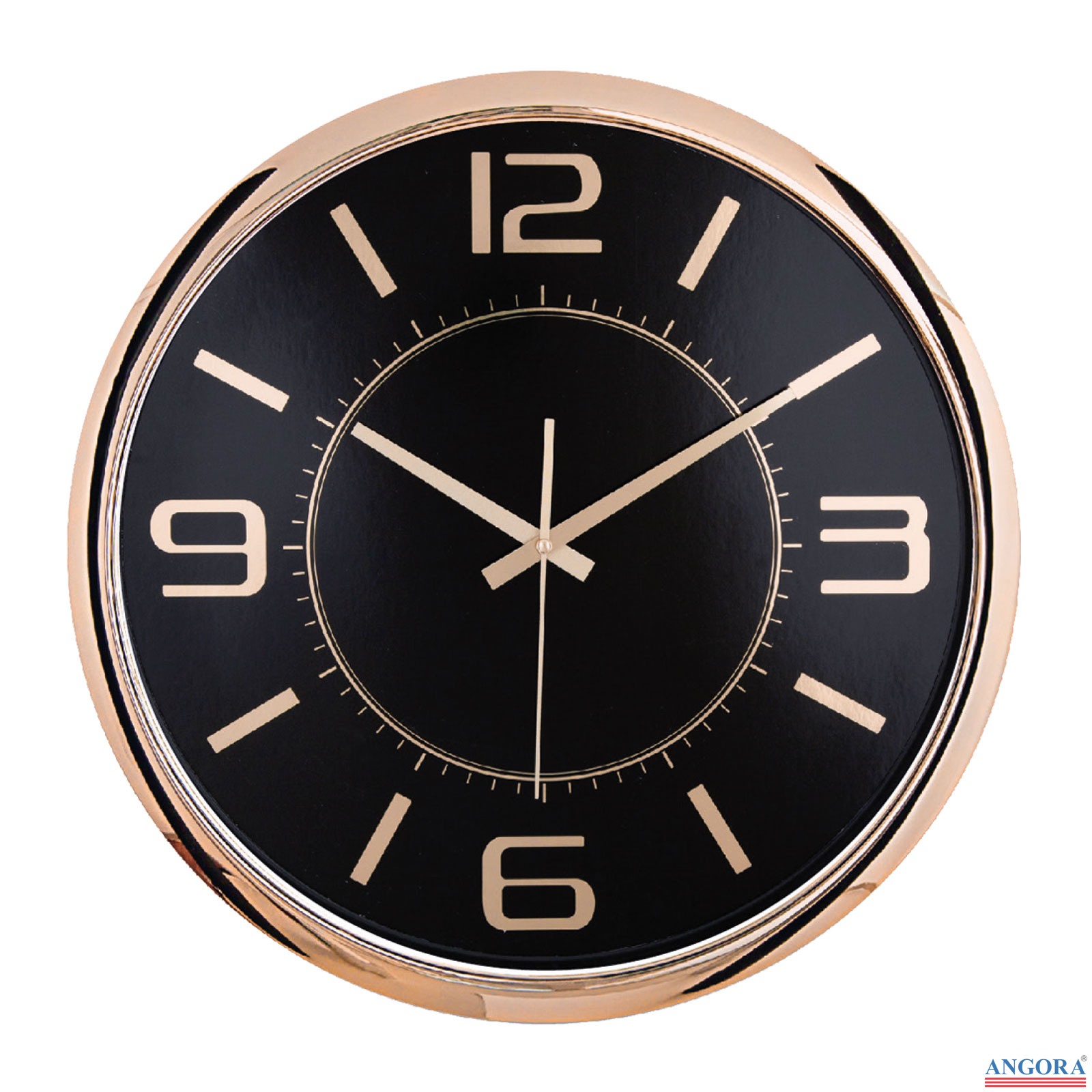 5013 HELLEN404 SİYAH-ALTIN METALİZE ÇERÇEVE DUVAR SAATİ (420 MM)
