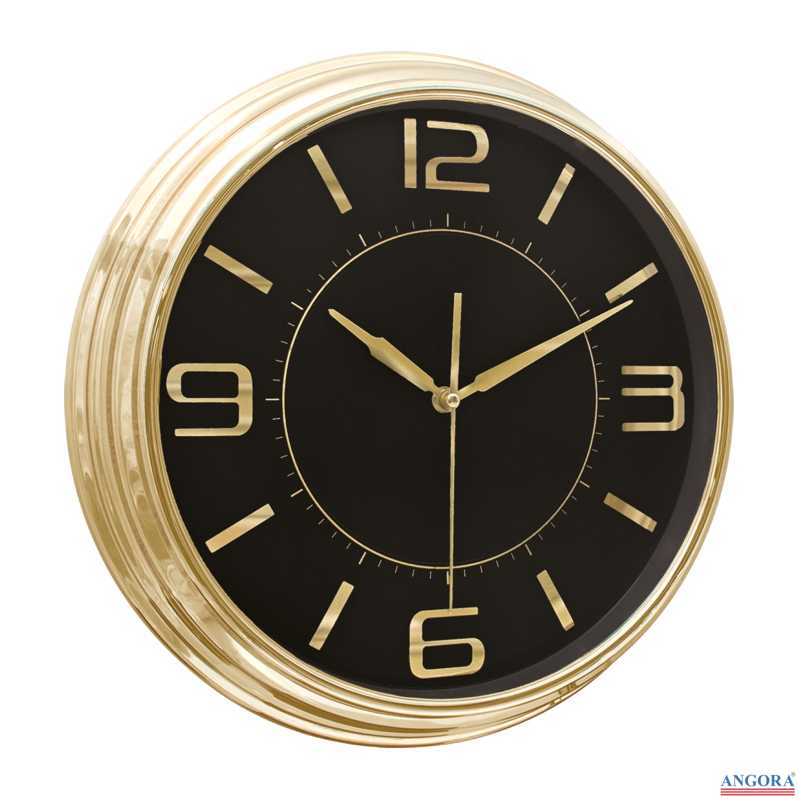 SEZAR401 SİYAH-ALTIN METALİZE ÇERÇEVE DUVAR SAATİ (380 MM)